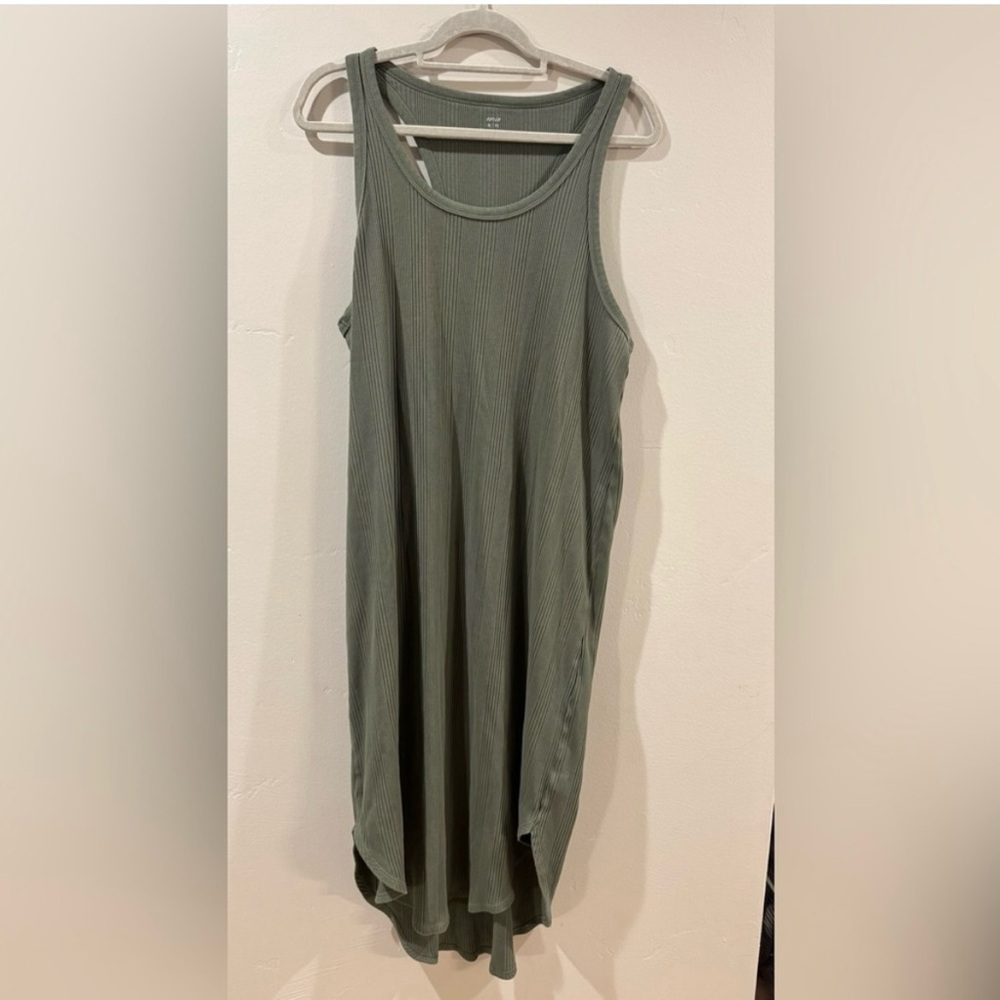 Aerie Olive Green Ribbed Tank Maxi Dress Size XL
